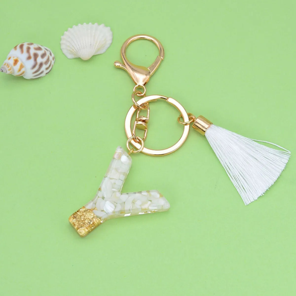 Fashion Letter Tassel Alloy Epoxy Bag Pendant Keychain 1 Piece