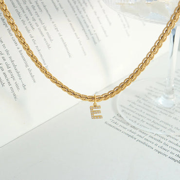 Fashion Letter Titanium Steel Copper Plating Zircon Pendant Necklace