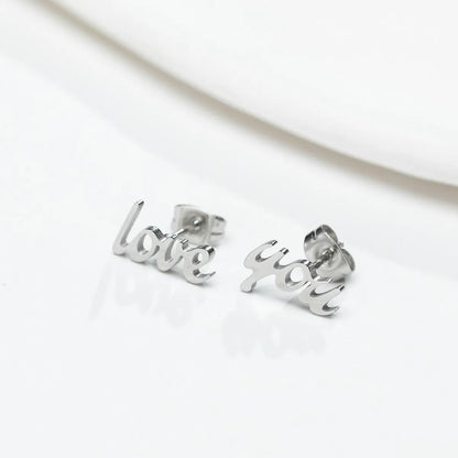 Fashion Letter Titanium Steel Ear Studs Plating No Inlaid Stainless Steel Earrings