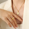 Wholesale Jewelry Fashion Letter 304 Stainless Steel Shell 18K Gold Plated Plating Pendant Necklace