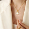 Wholesale Jewelry Fashion Letter 304 Stainless Steel Shell 18K Gold Plated Plating Pendant Necklace