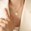 Wholesale Jewelry Fashion Letter 304 Stainless Steel Shell 18K Gold Plated Plating Pendant Necklace