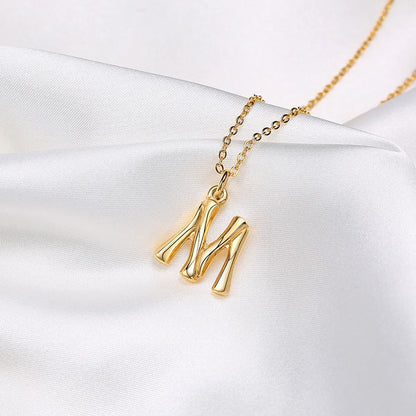 Fashion Letter Titanium Steel Polishing Plating Gold Plated Pendant Necklace