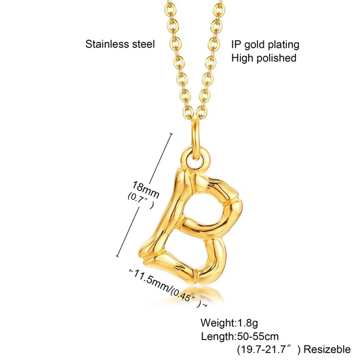 Fashion Letter Titanium Steel Polishing Plating Gold Plated Pendant Necklace