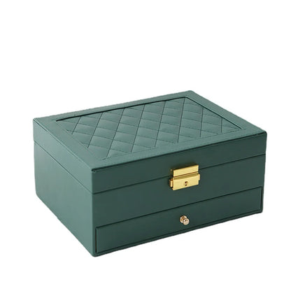 Fashion Lingge Pu Leather Layered Jewelry Boxes 1 Piece