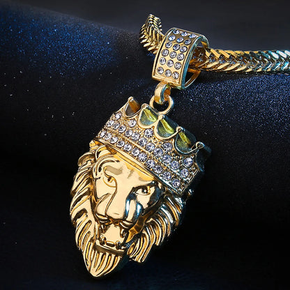 Fashion Lion Alloy Luminous Plating Inlay Rhinestones Men's Pendant Necklace 1 Piece