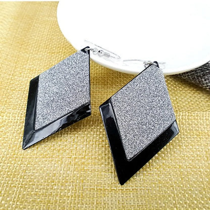 Fashion Long Sequined Glitter Matte Rhombus Geometric Alloy Earrings