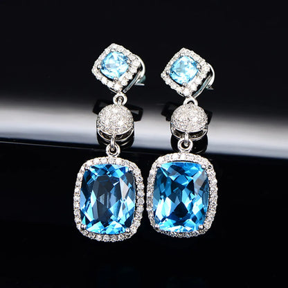 Fashion Long Simulation Aquamarine Earrings Ruby Copper Earrings