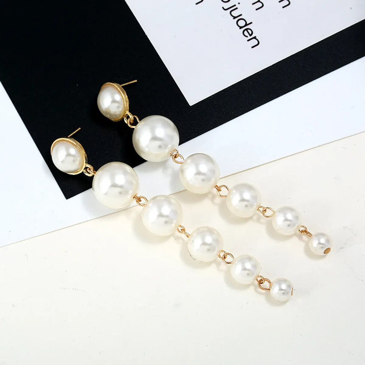 Fashion Long Six-connected Pearl Earrings