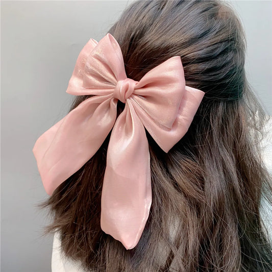 Fashion Long Streamer Mermaid Three-Tier Big Bow Hairpin