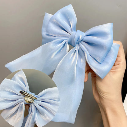 Fashion Long Streamer Mermaid Three-Tier Big Bow Hairpin