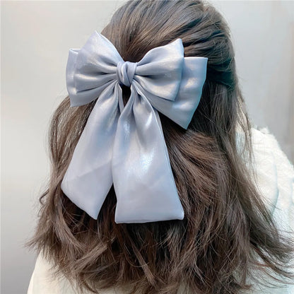 Fashion Long Streamer Mermaid Three-Tier Big Bow Hairpin