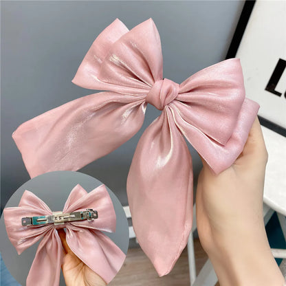 Fashion Long Streamer Mermaid Three-Tier Big Bow Hairpin