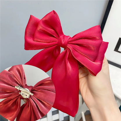 Fashion Long Streamer Mermaid Three-Tier Big Bow Hairpin