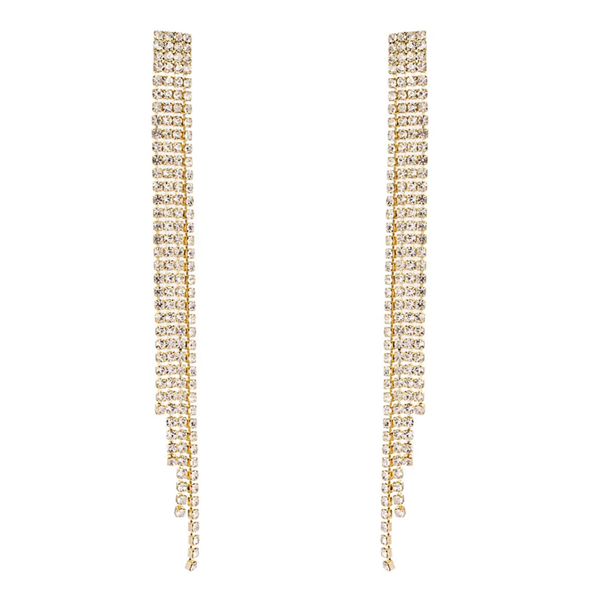 Fashion Long Tassel Rhinestone Alloy Earrings Wholesale