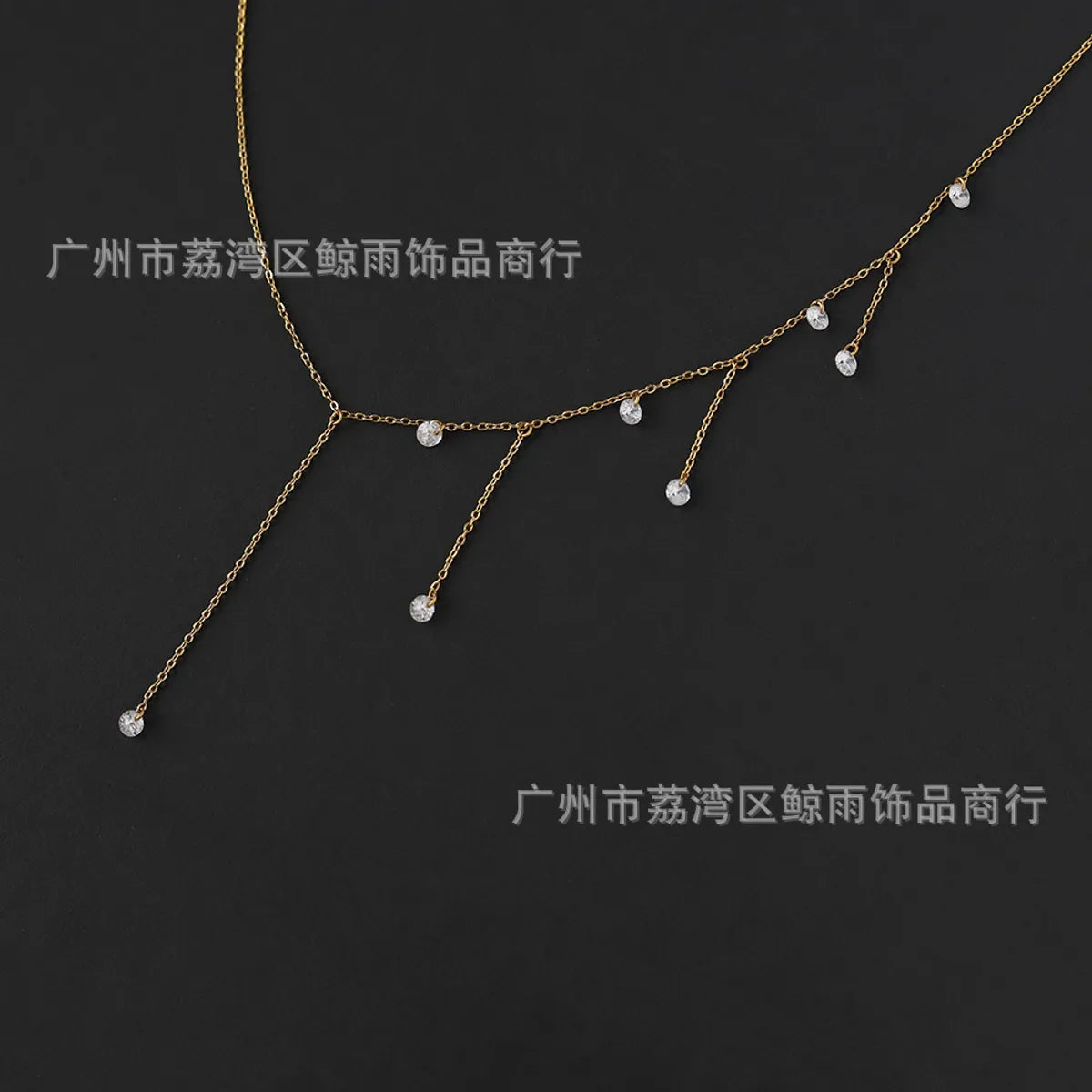 Fashion Loose Diamond Tassel Zircon Tassel Titanium Steel Gold Plated Clavicle Chain