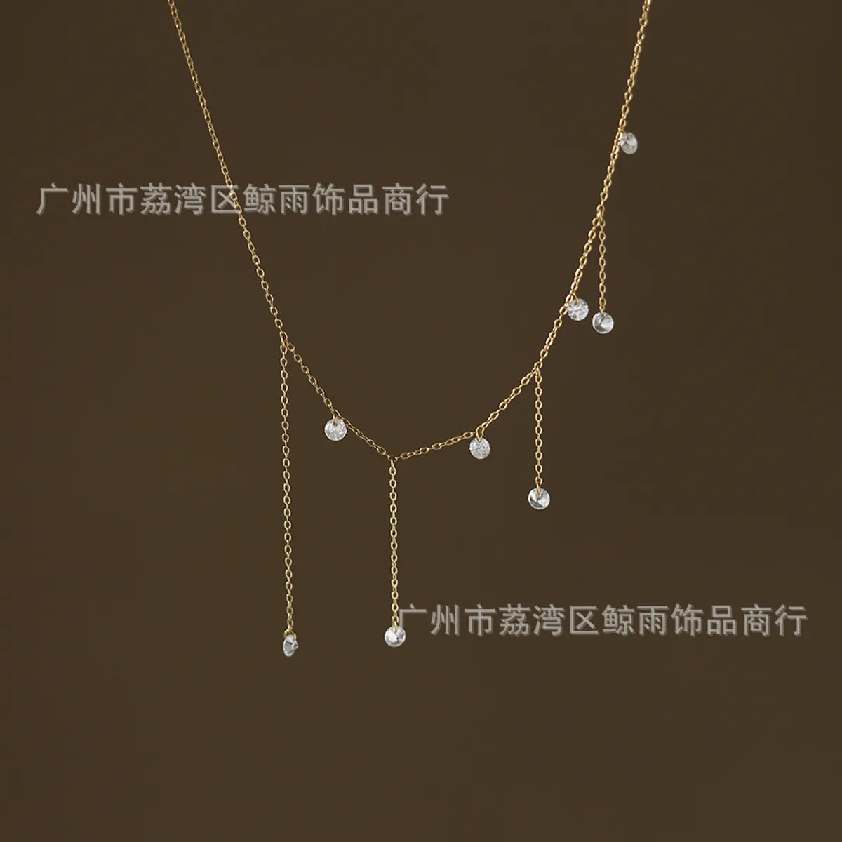 Fashion Loose Diamond Tassel Zircon Tassel Titanium Steel Gold Plated Clavicle Chain