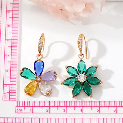 Fashion Lotus Alloy Inlay Crystal Rhinestones Women'S Drop Earrings 1 Pair