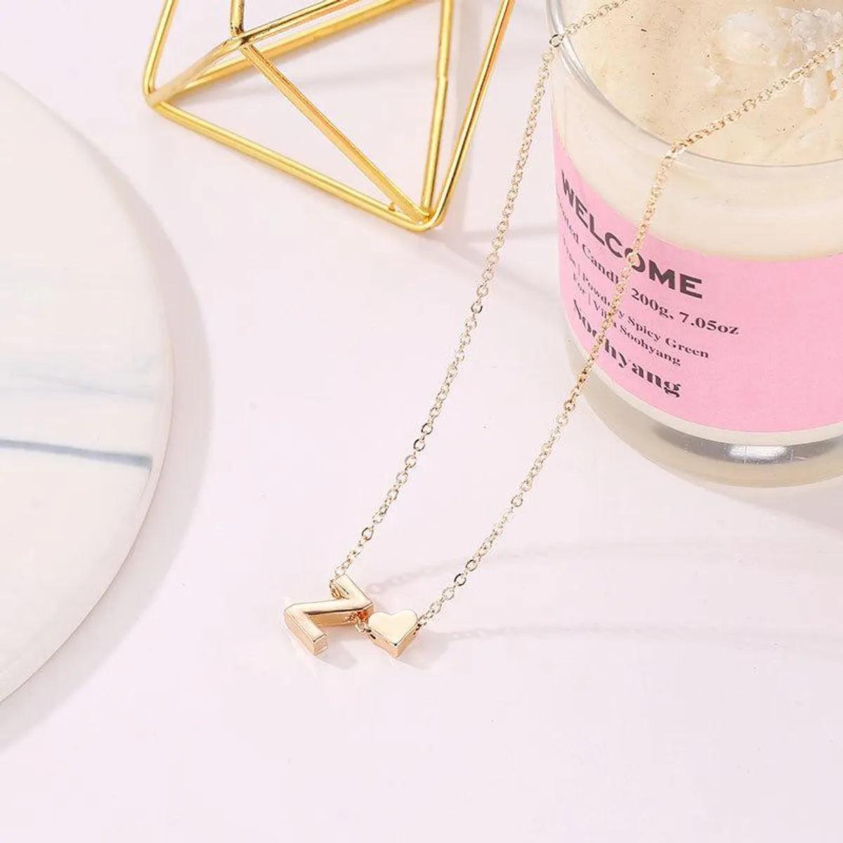 Fashion Love 26 English Alphabet Simple Alloy Necklace Nhdp148728