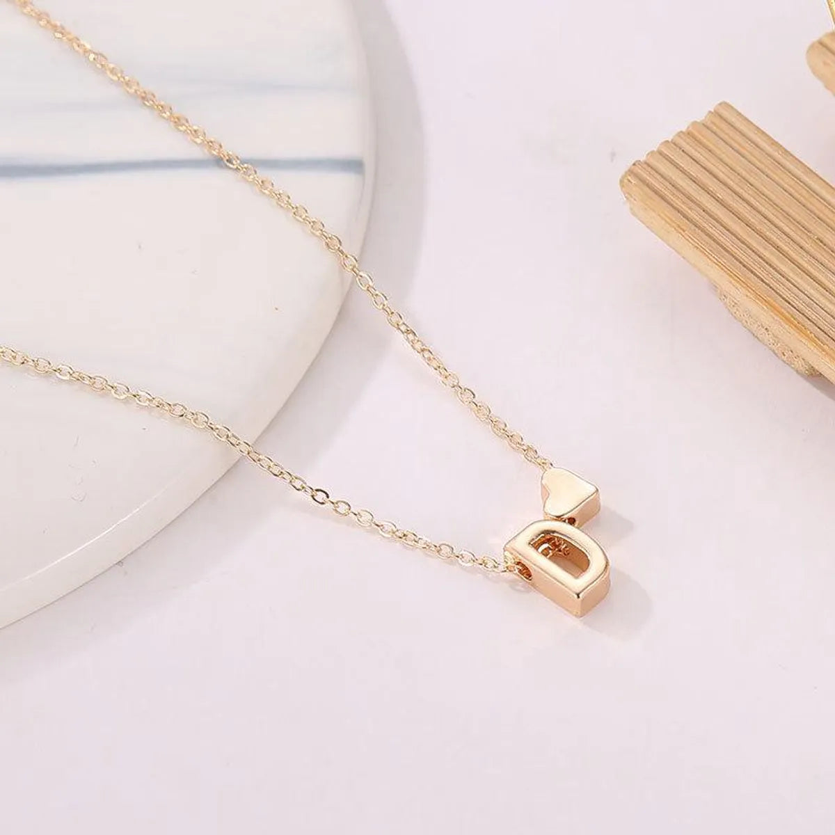 Fashion Love 26 English Alphabet Simple Alloy Necklace Nhdp148728