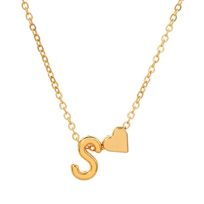 Fashion Love 26 English Alphabet Simple Alloy Necklace Nhdp148728