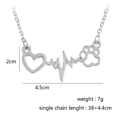 Fashion Love Bear Paw Cat Dog Footprints Ecg Necklace Nhcu146653