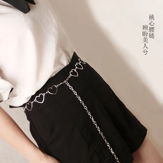 Fashion Love Waist Chain  Hollow Peach Heart All-Match  Dress Decorative Belt Wholesale