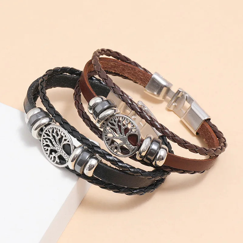 Fashion Geometric Pu Leather No Inlaid Unisex Bracelets