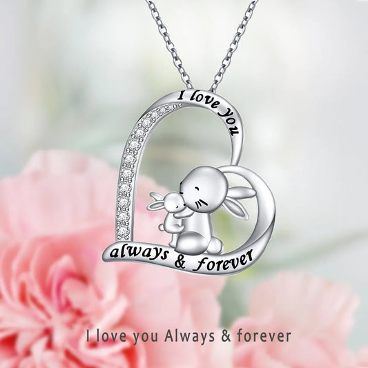 Fashion Mama Rabbit Letter Heart Shape Alloy Inlay Rhinestones Mother's Day Women's Necklace