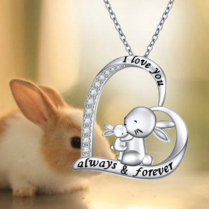 Fashion Mama Rabbit Letter Heart Shape Alloy Inlay Rhinestones Mother's Day Women's Necklace