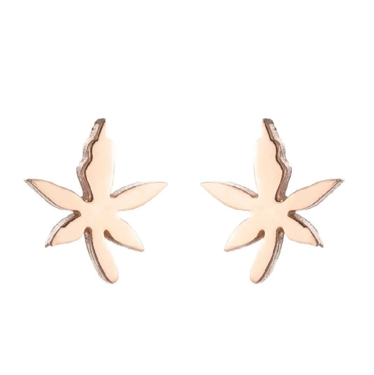 Fashion Maple Leaf Flower Stainless Steel Plating Ear Studs 1 Pair