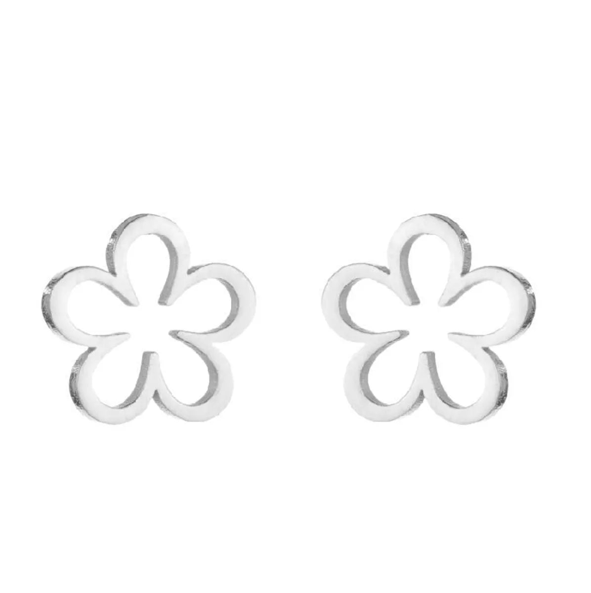 Fashion Maple Leaf Flower Stainless Steel Plating Ear Studs 1 Pair