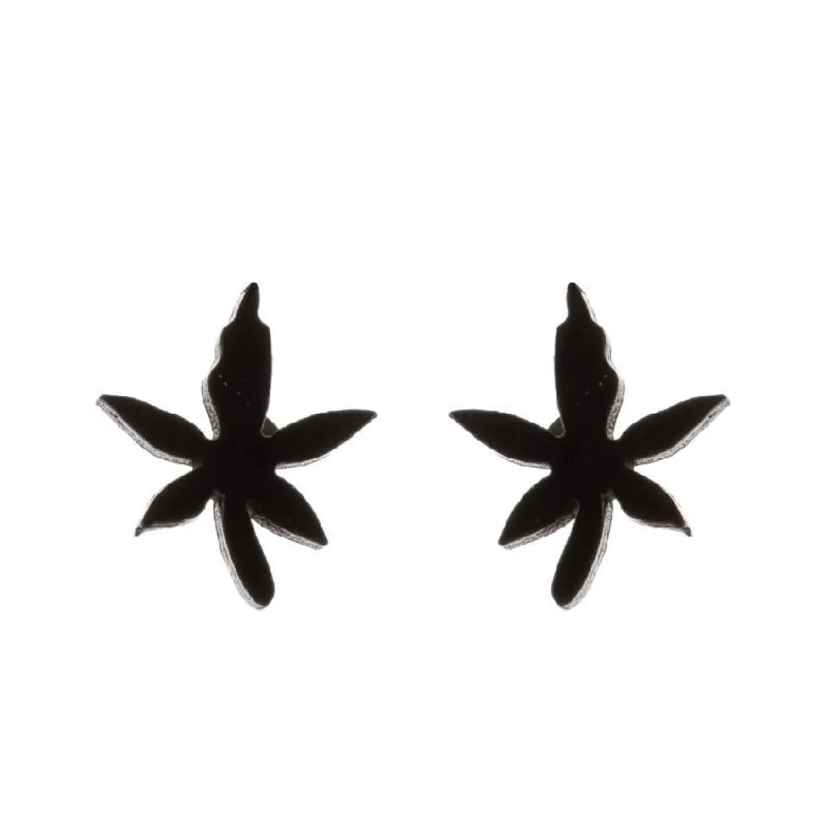 Fashion Maple Leaf Flower Stainless Steel Plating Ear Studs 1 Pair