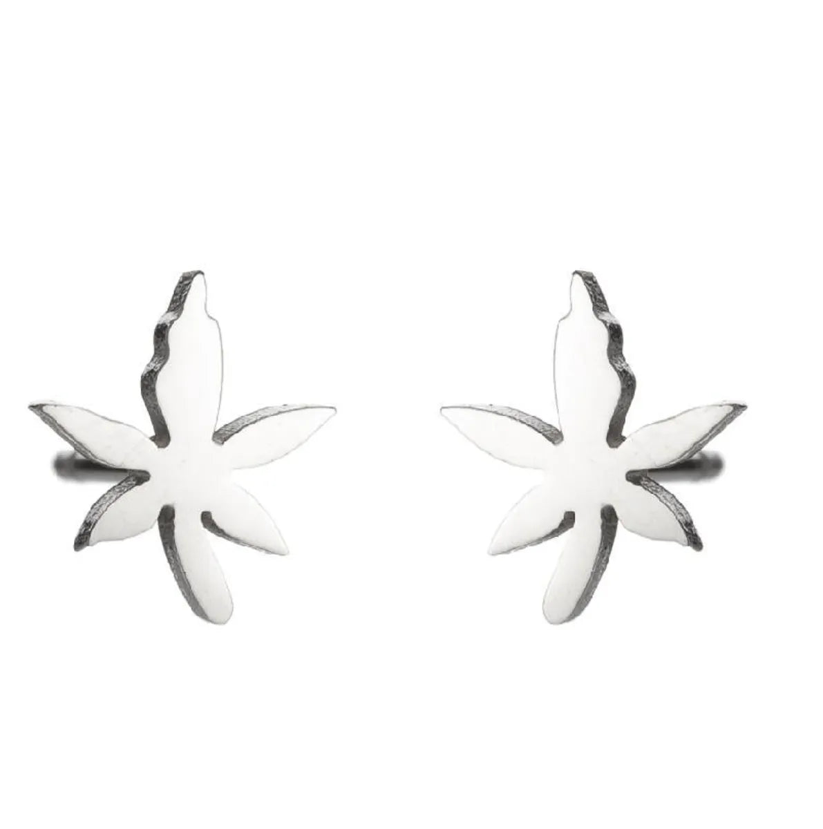 Fashion Maple Leaf Flower Stainless Steel Plating Ear Studs 1 Pair