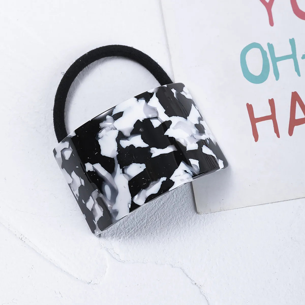 Fashion Marble Plastic Resin Stoving Varnish Hair Tie 1 Piece