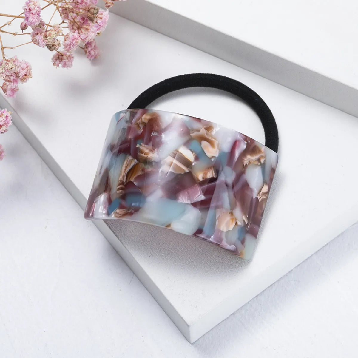 Fashion Marble Plastic Resin Stoving Varnish Hair Tie 1 Piece