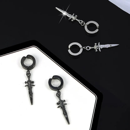 Fashion Men'S Earrings Cross Sword Pendent Titanium Steel Earrings Single