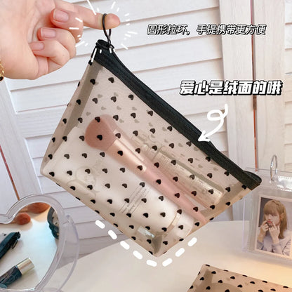 Fashion Mesh Cosmetic Bag Storage Bag Simple Large-Capacity Portable Cosmetic Storage Bag