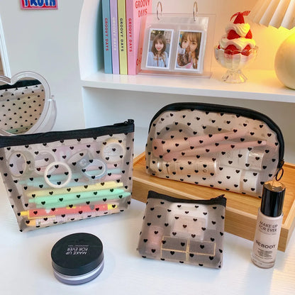 Fashion Mesh Cosmetic Bag Storage Bag Simple Large-Capacity Portable Cosmetic Storage Bag