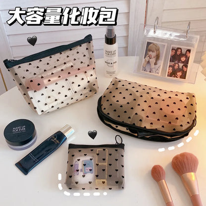 Fashion Mesh Cosmetic Bag Storage Bag Simple Large-Capacity Portable Cosmetic Storage Bag