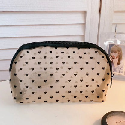 Fashion Mesh Cosmetic Bag Storage Bag Simple Large-Capacity Portable Cosmetic Storage Bag