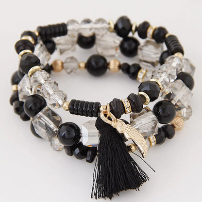 Fashion Metal Crystal Bead Multi-Layer Bracelet