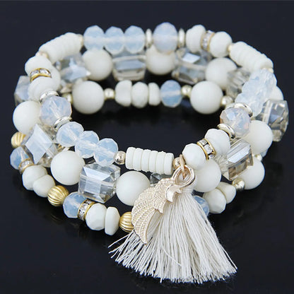 Fashion Metal Crystal Bead Multi-Layer Bracelet