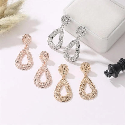 Fashion Metal Embossed Drop Earrings Nhdp145230