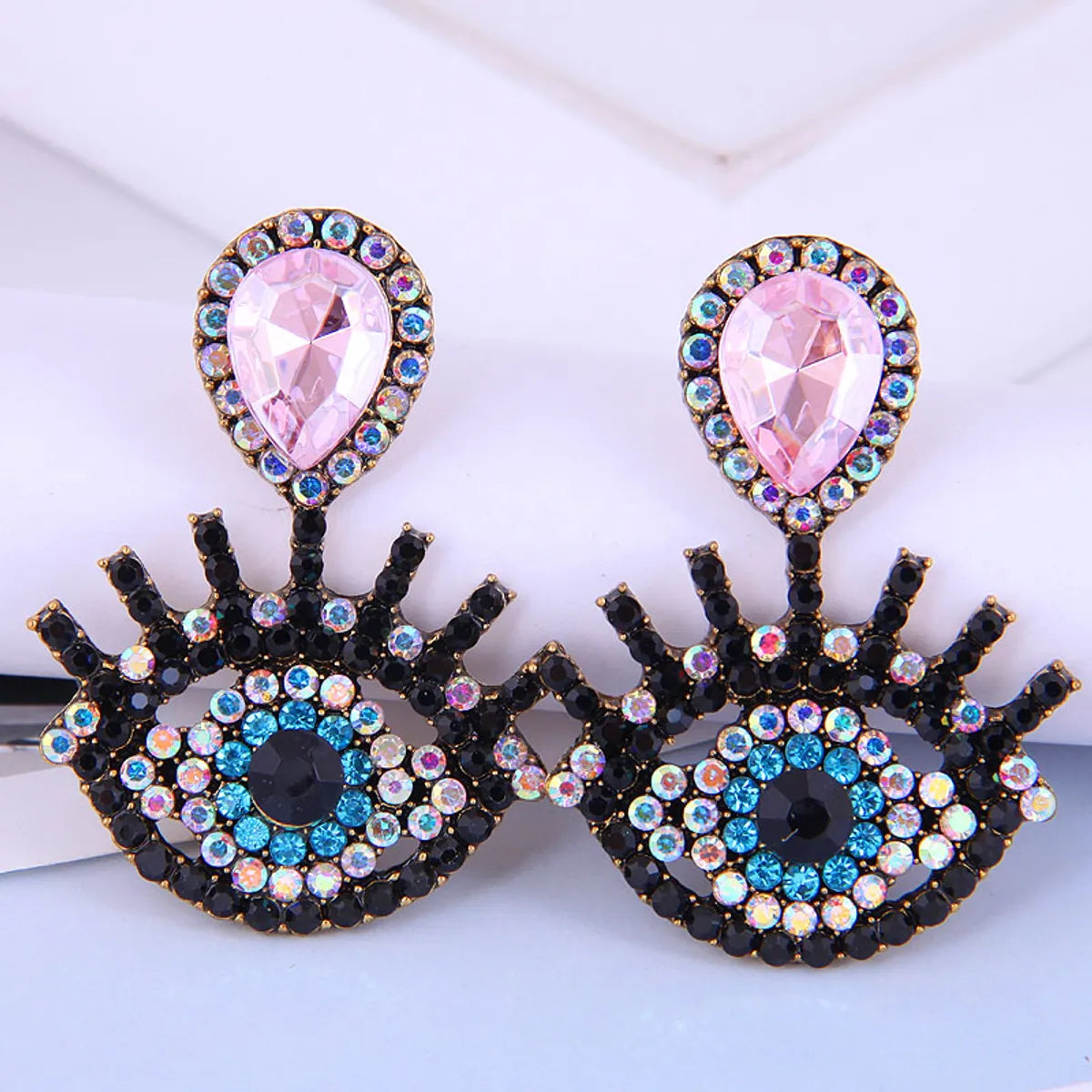 Fashion Metal Flashing Diamond Devil'S Eye Earrings Wholesale Nihaojewelry