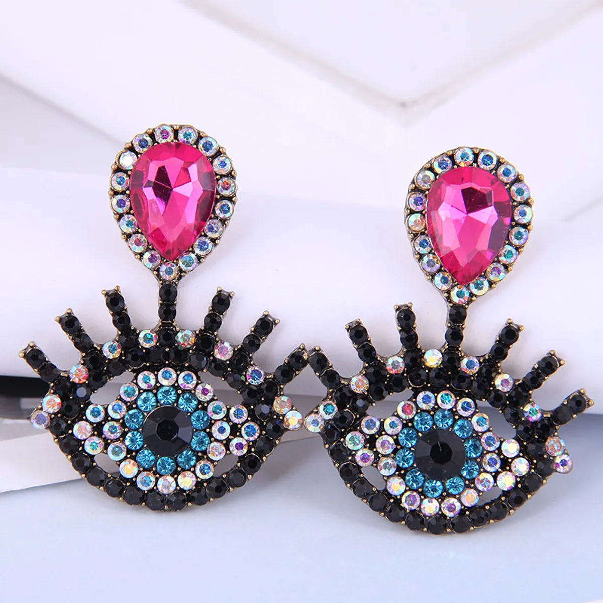 Fashion Metal Flashing Diamond Devil'S Eye Earrings Wholesale Nihaojewelry