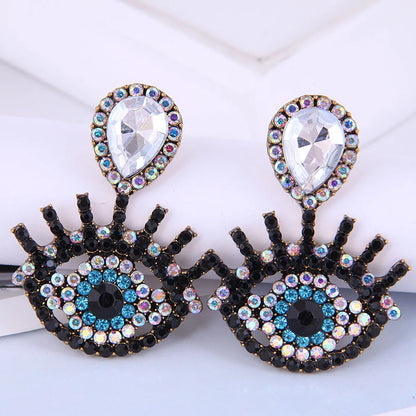 Fashion Metal Flashing Diamond Devil'S Eye Earrings Wholesale Nihaojewelry