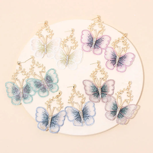 Fashion Metal Lace Butterfly Earrings Wholesale