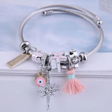 Fashion Metal Simple Devil'S Eyes Tassel Bracelet