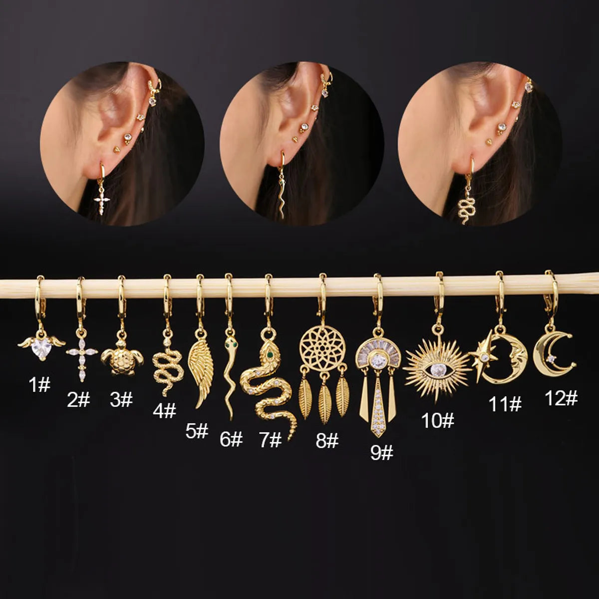 Fashion Animal Plating Metal Artificial Gemstones Earrings